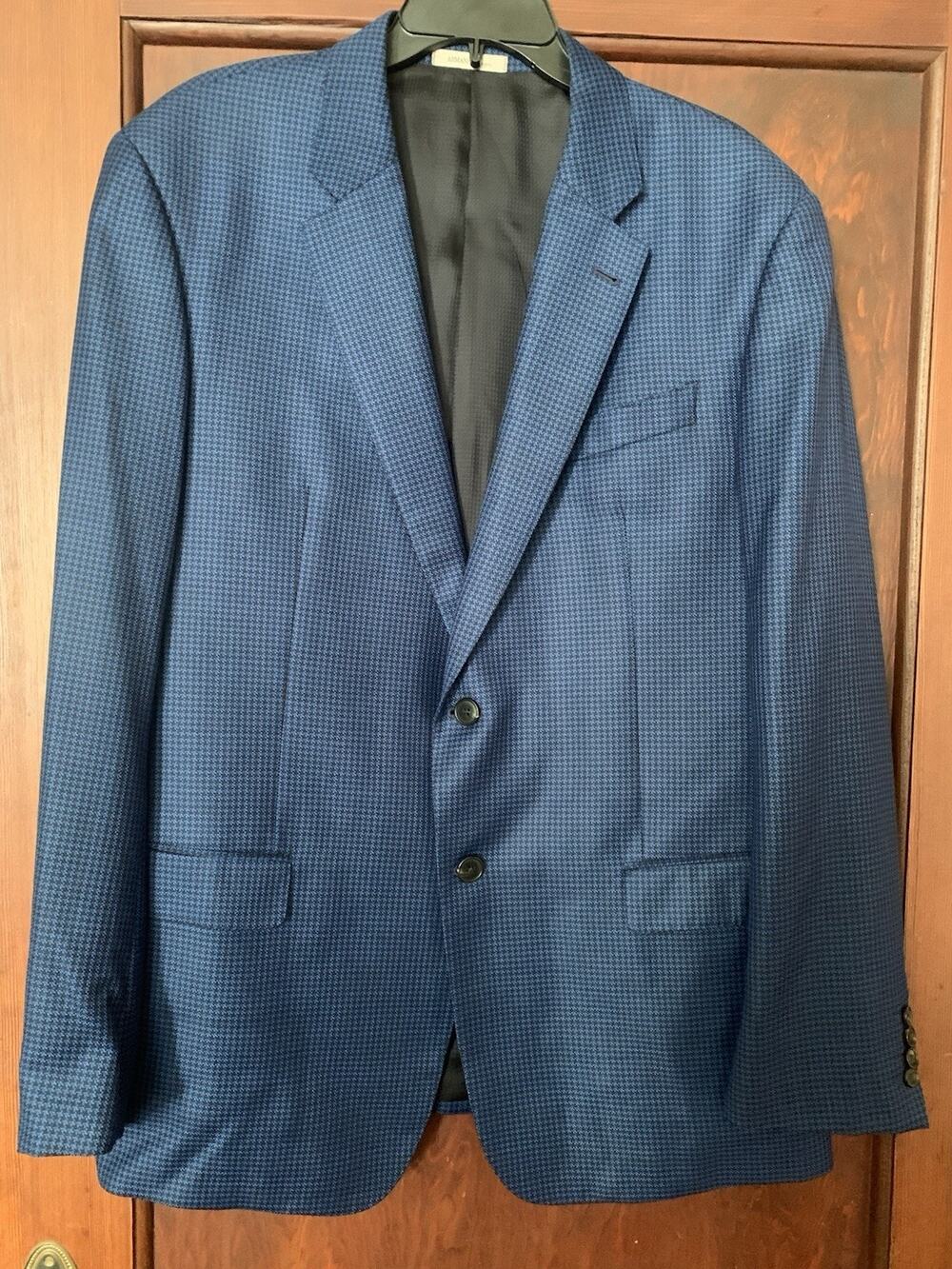 Armani Collezioni G Line Blue Check Blazer Sport Coat US 58L (Retail $1,395)